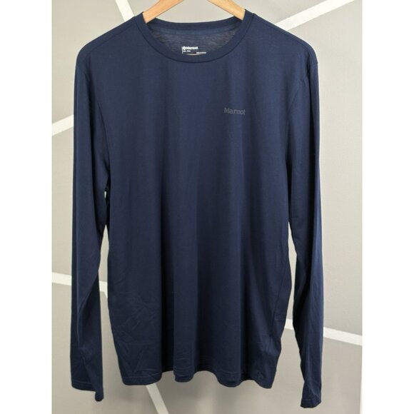 Marmot Crossover Long Sleeve T-Shirt Men’s L Navy Blue UPF 30 Athletic - Picture 1 of 11